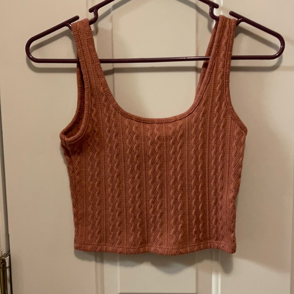 Ribbed Dark Pink Crop Tank Top